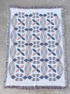 Vintage Wedding Ring Tapestry Throw Blanket - Pink & Blue